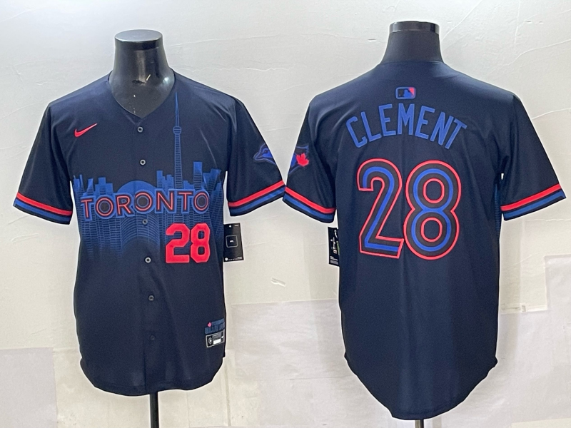 Men 2025 Toronto Blue Jays 28 Clement Blue Nike MLB Jersey 001